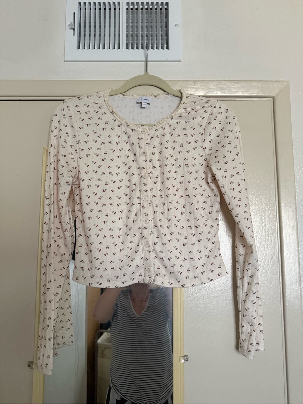 L.A. Hearts Cream Cardigan with Cherry Print